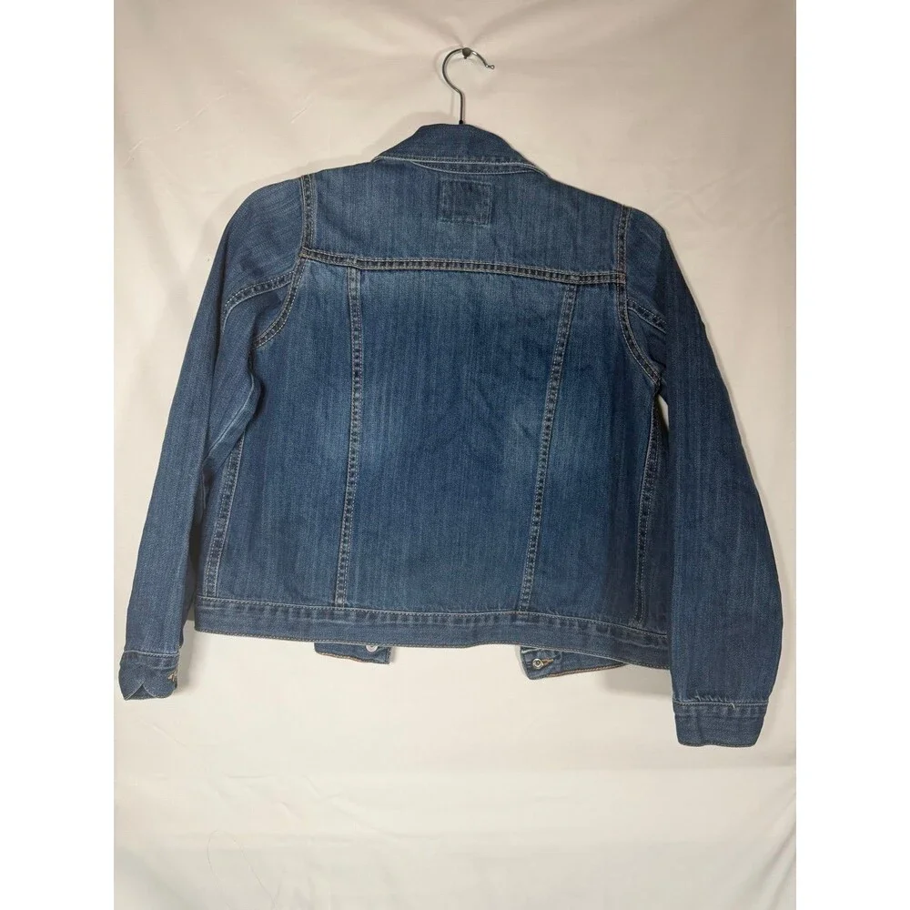 OshKosh B'gosh Girls Denim Jacket Blue Button Front Collared Pockets Size 12